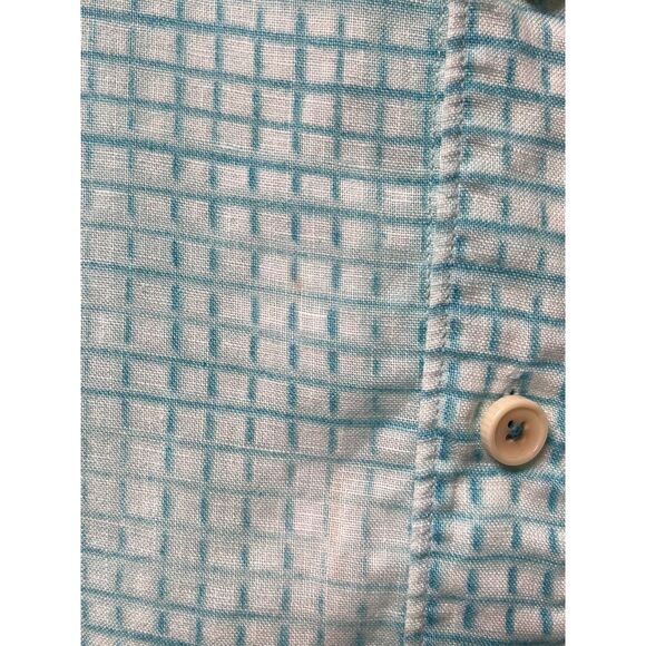 Tommy Bahama 100% Linen Turquoise Plaid Long Sleeve Shirt, Sz XXL - Picture 5 of 11
